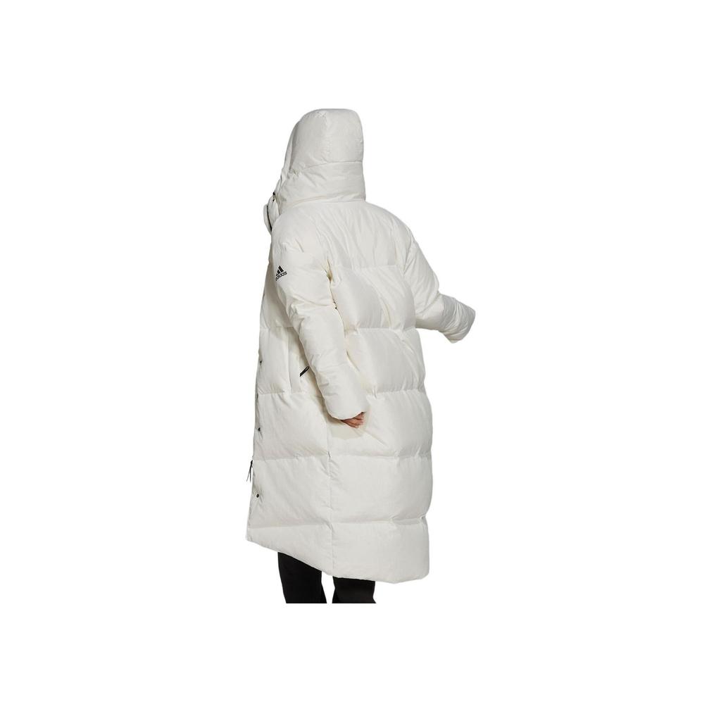 adidas Women Big Baffle Hooded Down Coat Zipper Design Warm Thickened Outdoor Casual Outerwear White GQ2509