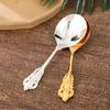 European Style Palace Alloy Relief Tableware with Three-dimensional Patterns, Large Spoon for Household Solid Gold-plated Spoon