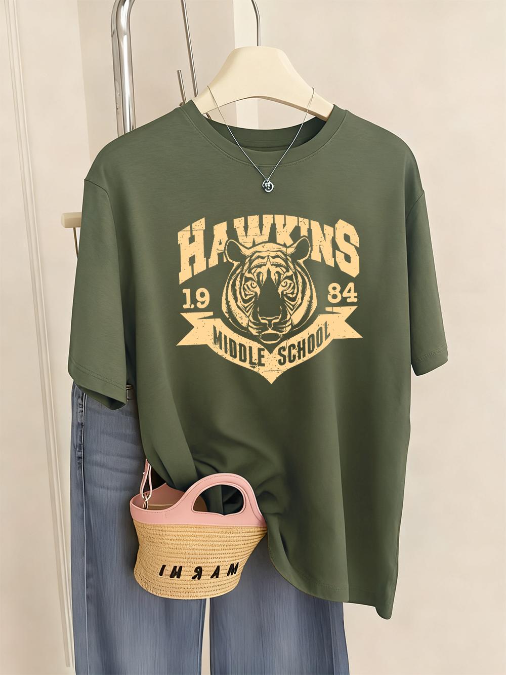 

Hawkins Middle School 1983 Prints TShirts Womens Basics ONeck T Shirt Comfortable Loose Short Sleeve Tops Summer Soft Clothes S