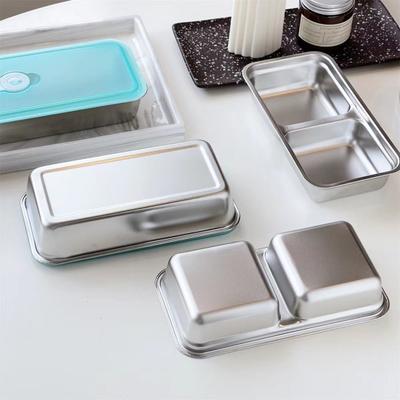 Yousheng 1/2Pcs Snack Box Double Compartment Stainless Steel Container Anti-Leak Design Dishwasher Safe Sauces Dressings Box