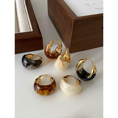 Maillard Earrings 2023 New Best Selling French Amber Earrings Accessible Luxury Fancy Fashion Retro Coffee Color Ear Clip