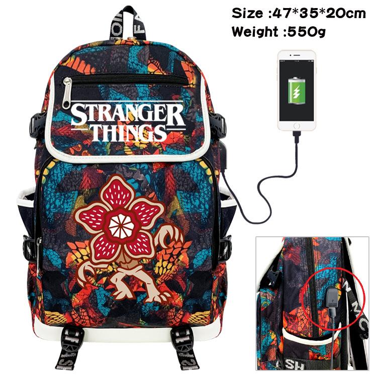 Stranger things Student backpack USB charging backpack