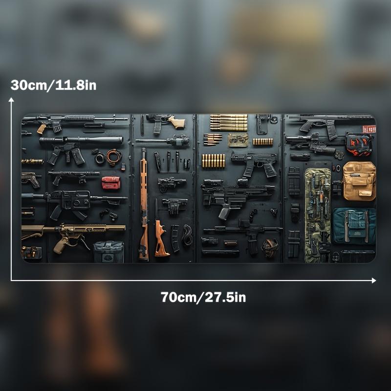 Tappetino per Mouse da Gioco Grande Pistola XXL Tappetino da Scrivania da Gioco Antiscivolo Gomma Comodo Tastiera Mouse Bordi Cuciti per Casa Gioco Ufficio