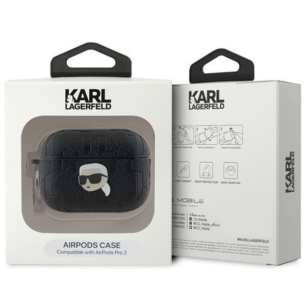 Karl Lagerfeld Klap2Pgkipk Airpods Pro 2 (2022/2023) Cover Czarny/Black Monogram Karl Head