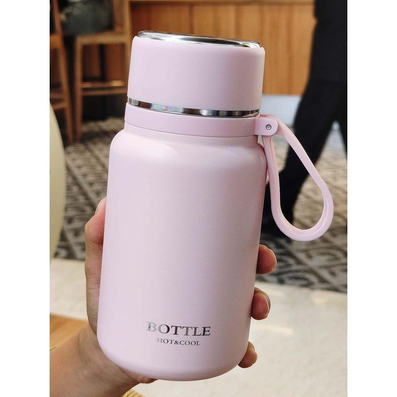 

Large Capacity Thermos Cup 2024 New Model for Women with Drinking Lid and Tea Infuser, Office Water Cup for Men Pink 650ml [Built-In Filter + Drinking Lid]