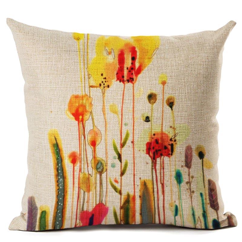 Animal Bird Pattern Cushion Cover Bird Cotton Linen Decorative Pillowcase For Sofa Plant Pillow Case Cover Kussensloop Almohada