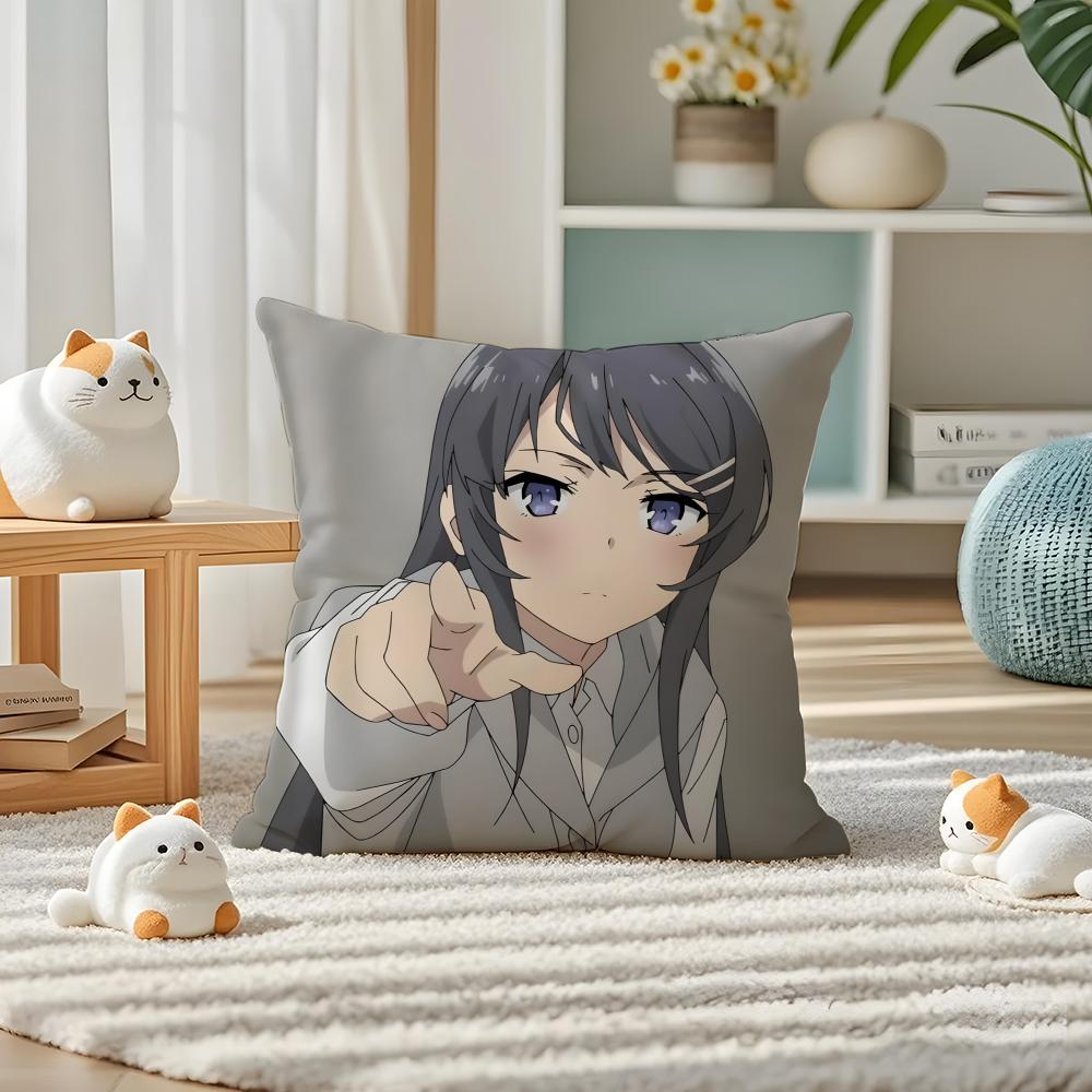 Mai Sakurajima Sexy Pillow Case Silky Elegant Comfort Sofa Bed Invisible Zipper