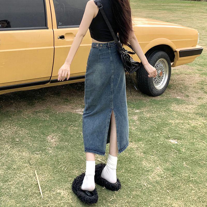 High-Waisted A-Line Denim Skirt for Women - Summer 2024 Thin Style 