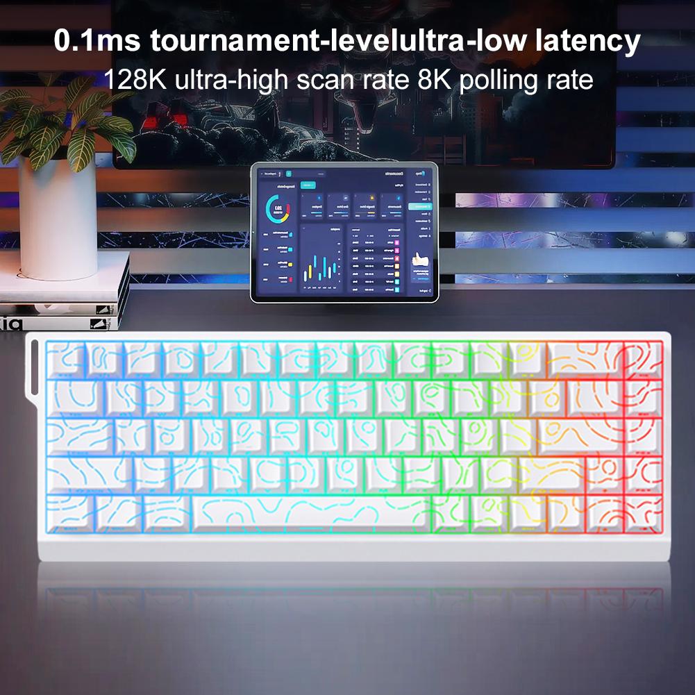 Wired Mechanical Keyboard with Magnetic Switch Gaming Keyboard 0.01mm Rapid Trigg Compact Keyboard 128K Sampling Rate for Gaming