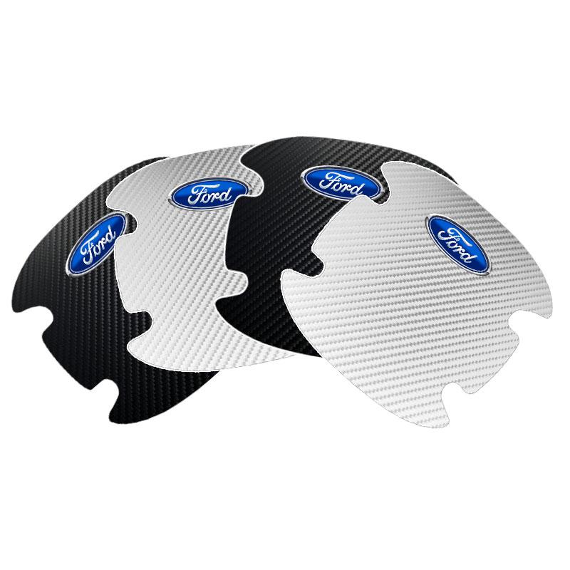 4Pcs Carbon Fiber Car Door Handle Protection Emblem Sticker For Ford Fiesta Ranger Focus Kuga Mustang MAX Transit Mondeo Esco