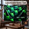 Abstract Geometric Theme Throw Blanket Custom Name Text Personalized Blanket Soft Cozy Blanket for Home Sofa Bed