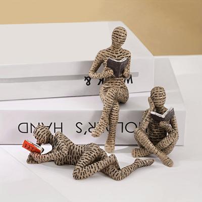 Abstract Reading Men Figurine Modern Sitting Lying Letter Man Statue Home Office Study Room Artistic Decoration Ornament