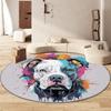 Cartoon Animal Bulldog Print Round Area Rug,Cartoon Animals Washable Circular Carpet Runner - Non Slip Circle Rug Carpet