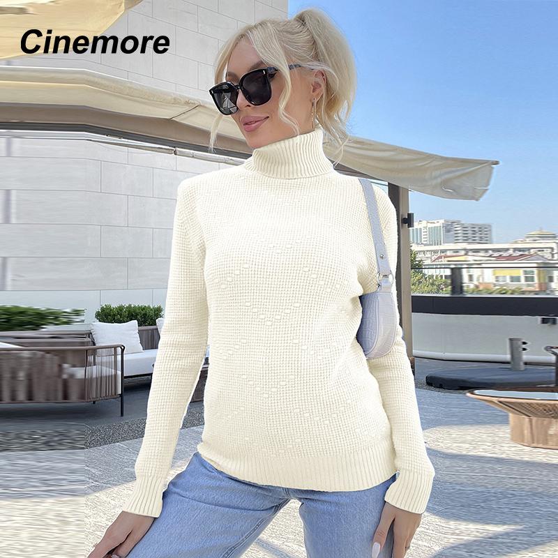 Cinemore Spring Autumn Women's Sweater Solid Oversize Casual Pullovers Warm Basic Long Sleeve Top O Neck Knitted Jumper Sweater
