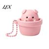 Handheld Sensory Gadget Potted Pig Clicker Toy with Bead Chain, Clicky Button Fidget Pendant for Stress Relief, Finger Backpacks School Bags
