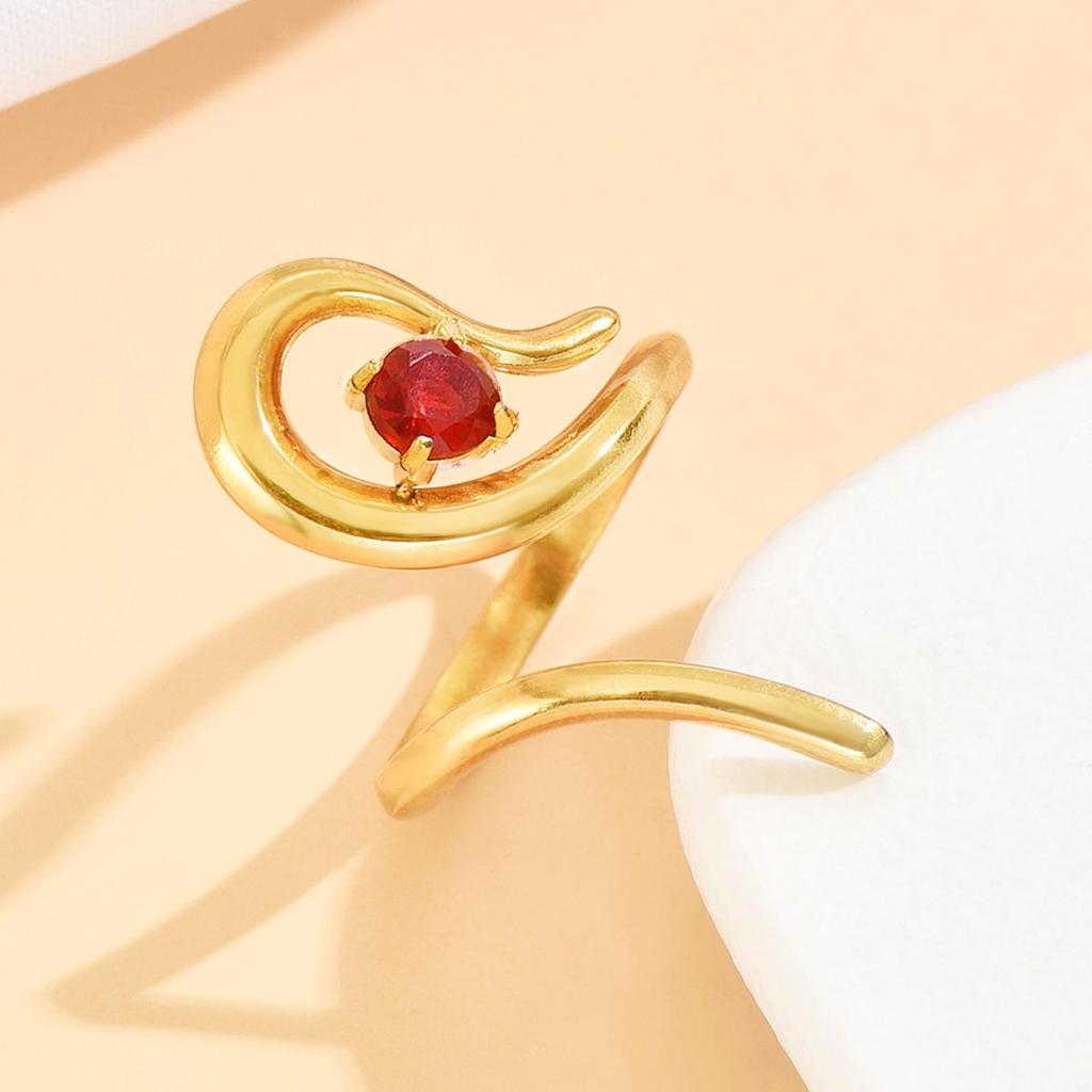 Cross-border Fashion Stainless Steel Punk Geometric Ring with Rhinestones and Openable Design