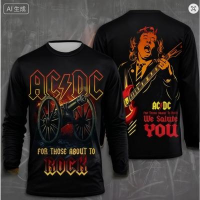 Tricou Toamnă Bărbați Rock Band AC-DC Imprimat 3D Tricou cu Mânecă Lungă Bărbați și Femei Modă Hip-hop Gât Rotund Top Casual