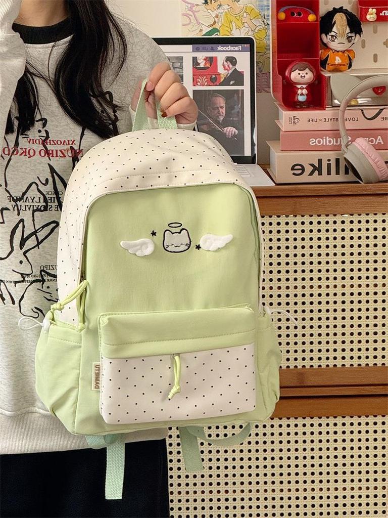 Schoolbag Japanese cute angel cat small backpack vitality sweet sister holiday travel shop gentle healing backpack