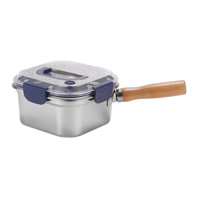Stainless Steel Multifunctional Cookware: Square Deep Fryer, Milk Steamer, Noodle Pot, Portable Fresh-Keeping Box