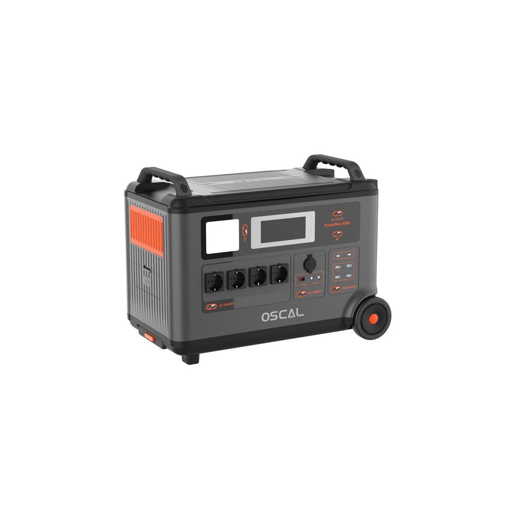 Stazione di alimentazione portatile Oscal 6000w 57600kWh 120V/240V Controllo APP intelligente Batteria estendibile Stazione di alimentazione robusta Oscal Power Max 6000