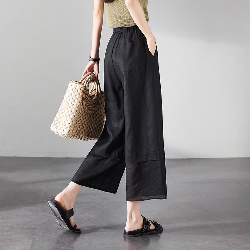 SOFSIL Women's High-Waist Linen Wide-Leg Pants