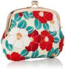 (N0207) Uni Seni, Made in Japan, Futago Chirimen Japanese Pattern Parent-Child Clasp Wallet [Modern CamelliaIvory]