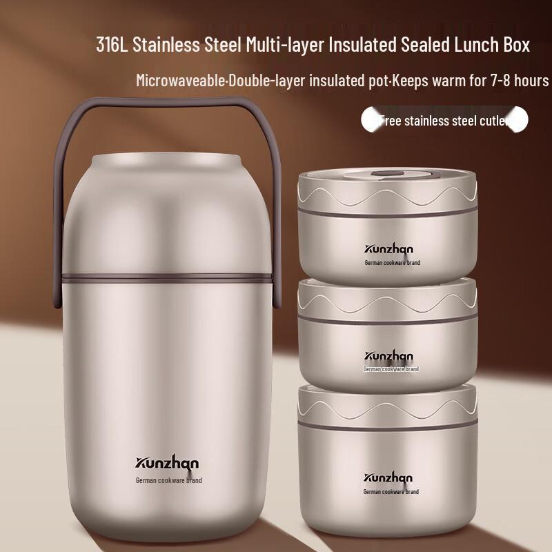 Junkaiwei Stainless Steel Insulated Lunch Box Insulated Container + Cutlery