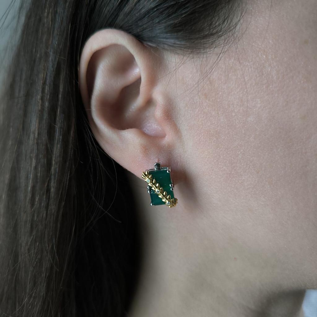 Silver Earrings with Natural Agate (2196440)