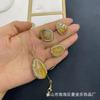 Natural Citrine Rough Stone Set Women Ear Cuff Necklace Bracelet Trio Original Design Jewelry With Agate Pendant Snake