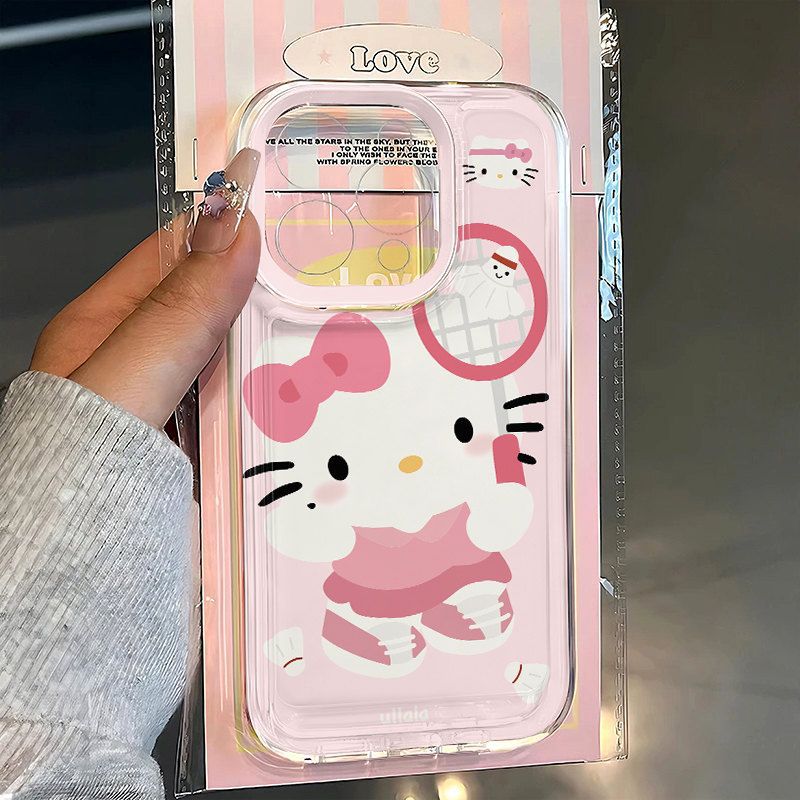 Cute Badminton Racket Cats for IPhone 16 Mobile Phone Case Apple 15 Protective Case