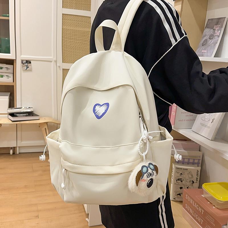 Women Solid Color Backpack Junior High School Student Schoolbag