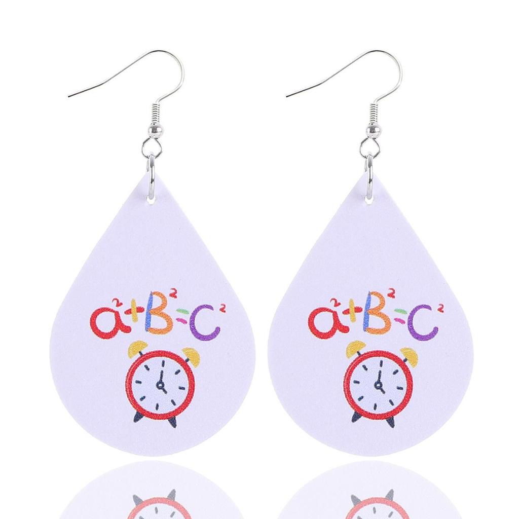 Teacher's Day Apple Pencil & Rocket Book Earrings with School Elements