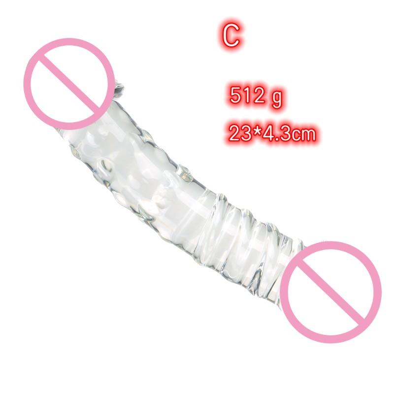 Glass Dildo Penis Both Ends Available With Pattern Extra Thick Sex Toys For Girl Women Lesbian Female Masturbation