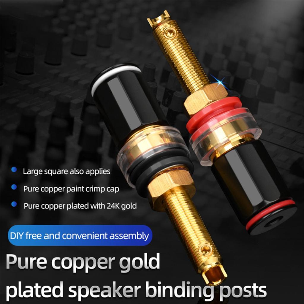AA58 4Pcs Hifi Speaker Terminal Binding Post Pure Copper Gold Plated Amplifier Connector for Female Banana Jack Plug