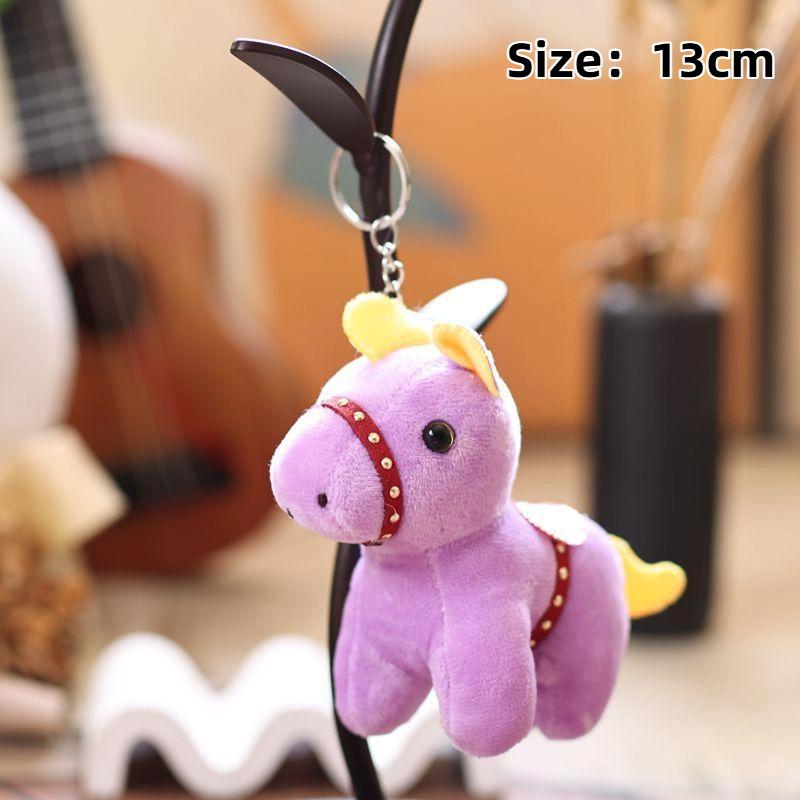 2026 Chinese New Year Mascot Horse Keychain Cartoon Simulation Pony Plush Doll Pendant Cute Bag Hanging Ornament Couple Gifts
