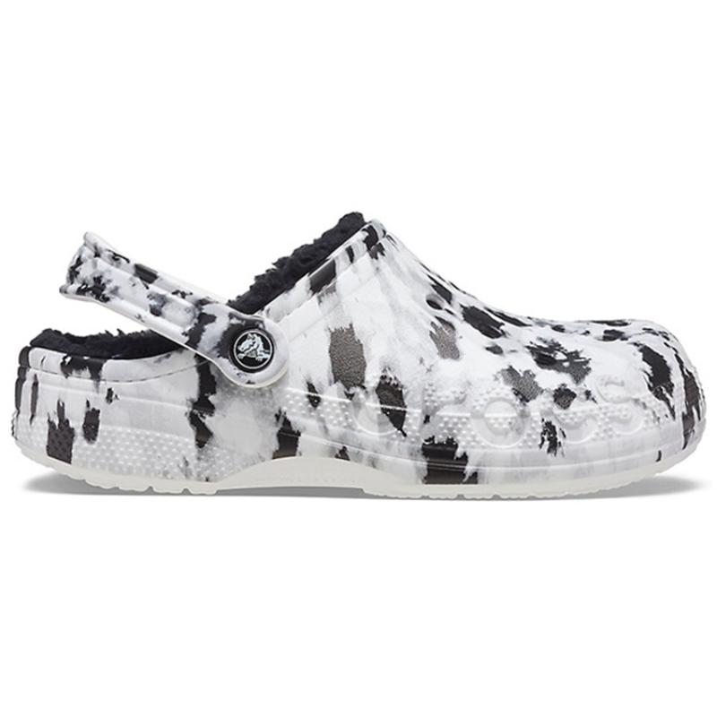 Crocs Baya Lined Clog Fleece Lined White Gray Slippers Unisex 'White Grey'