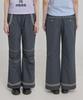 WAIKEI Lace Embroidered Bootcut Cotton Pants Charcoal