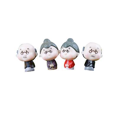 4Pcs Miniature Old Granny Grandpa Doll Ornaments Home Garden Crafts Decoration