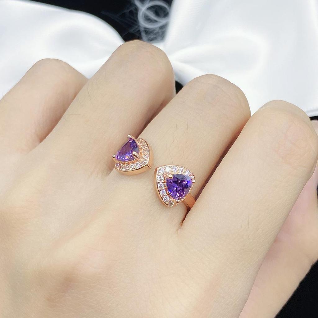 Simulierter Amethyst Offener Ring in Roségold für Damen - Trendiges und elegantes Design von Internet-Berühmtheiten