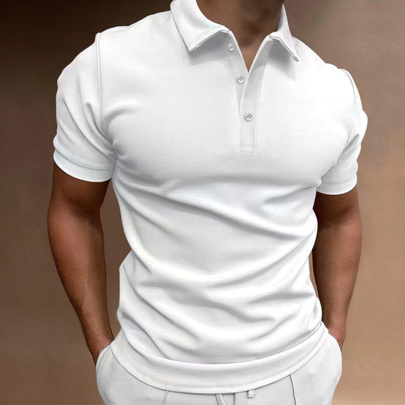 Summer Men's Polo Shirt Solid Color Short-sleeved Lapel T-shirt Casual Fit Top European and American Men's Clothing