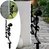 Halloween Garden Metal Stakes Black Skeleton Silhouette Decorative Stakes Outdoor Decor For Yard,Halloween Decorations (Black, L)