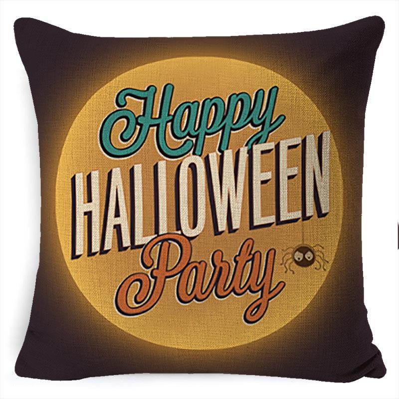 Halloween Pillow Pumpkin Little Witch Horror Cushion Linen Cushion Cover Holiday Party Pillow Cover Bed Backrest