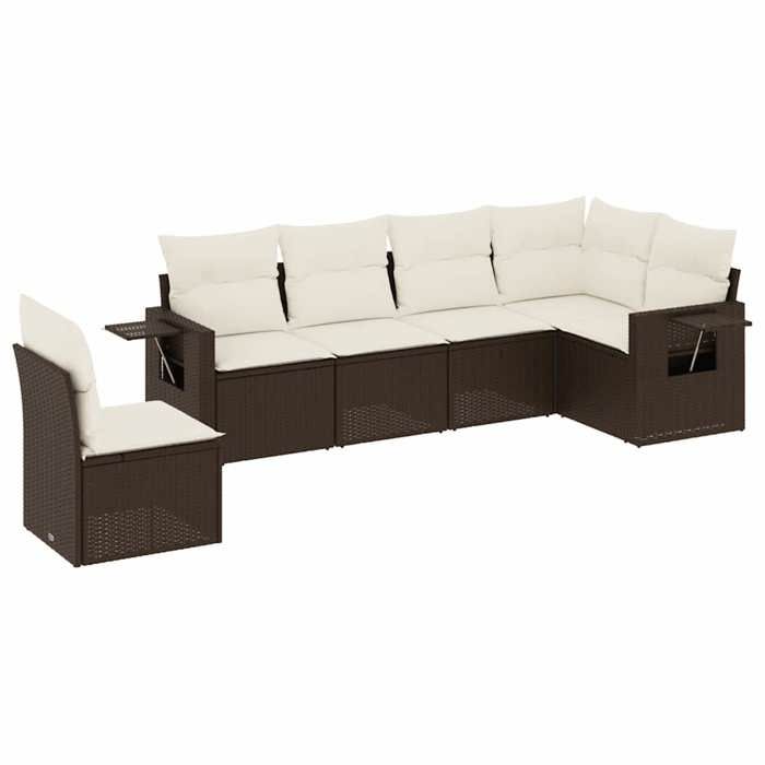 VidaXL Salon de Jardin avec Coussins 6 pcs, Canapés de Terrasse, Ensemble de Meubles de Patio, Mobilier d'Extérieur, Marron 3220232