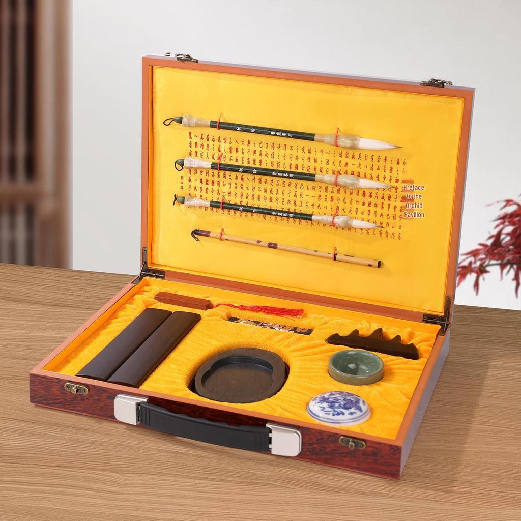 Calligraphy Gift Set: Brush, Ink, Paper, Inkstone - Four Treasures Collection for Adults