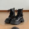 Černé retro britský styl silná podrážka zvýšení Martinovy boty dámské 2025 nové letní high-end sukně krátké boty