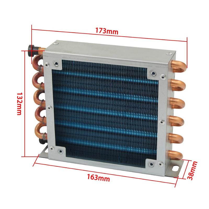 173x132x38mm Small Shell Condenser Radiator 120mm Fan for Refrigerator Freezer Aluminum 7mm Fin and Copper Tube Heat Exchanger
