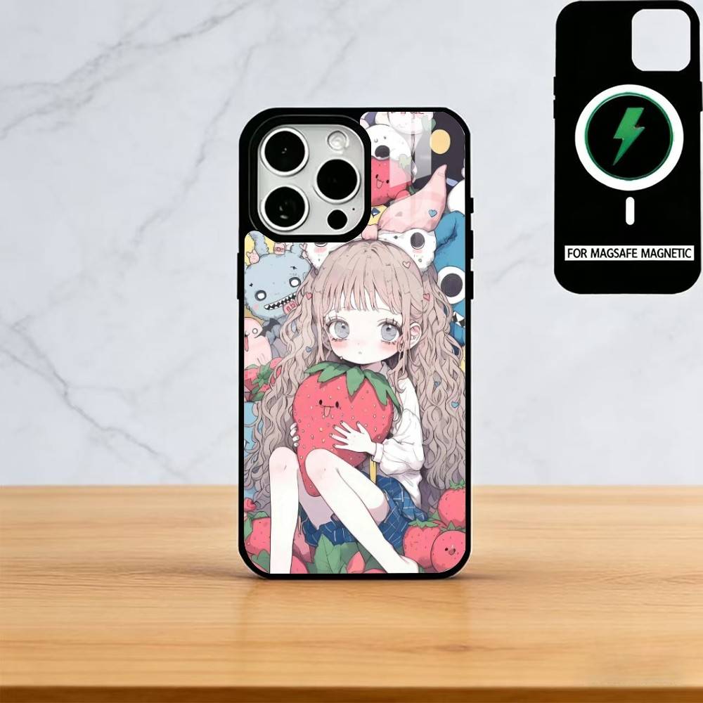 Chibi-Mädchen-Handyhülle für iPhone 17, 16, 15, 14, 13, 12, 11 Plus und Pro, magnetisch mit MagSafe-Ladefunktion