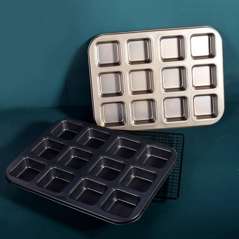 12/6 Grid Cake Mold Square Mini Bread Burger Muffin Cupcake Mold For Household Non-Stick Baking Pan Oven Trays Pastry Tool