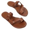Plus Size Retro Toe Loop Flat Sandals - Women's Solid Color Beach Slippers