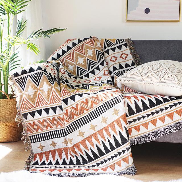 Double Side Boho Plaid Decorative Blankets For Bed Sofa Cover Camping Picnic Blanket Mat Tapestry Chair Couch Slipcover Blanket